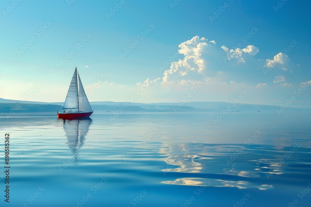 Obraz premium a boat sailing on calm lake