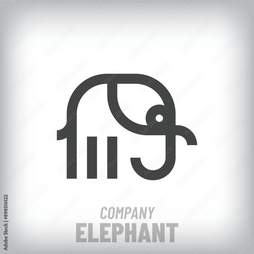 Creative linear elephant modern logo. Corporate company and ecology-nature icon set. vector
