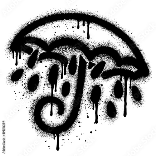 Spray Painted Graffiti umbrella icon Sprayed isolated with a white background. eps 10.