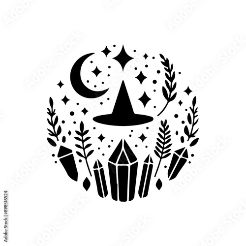 Mystical ......., Magic Celestial Silhouette Tattoo design.