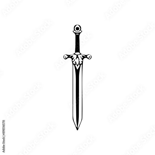 Silhouette sword isolated on white background