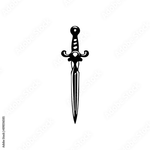 Silhouette sword isolated on white background