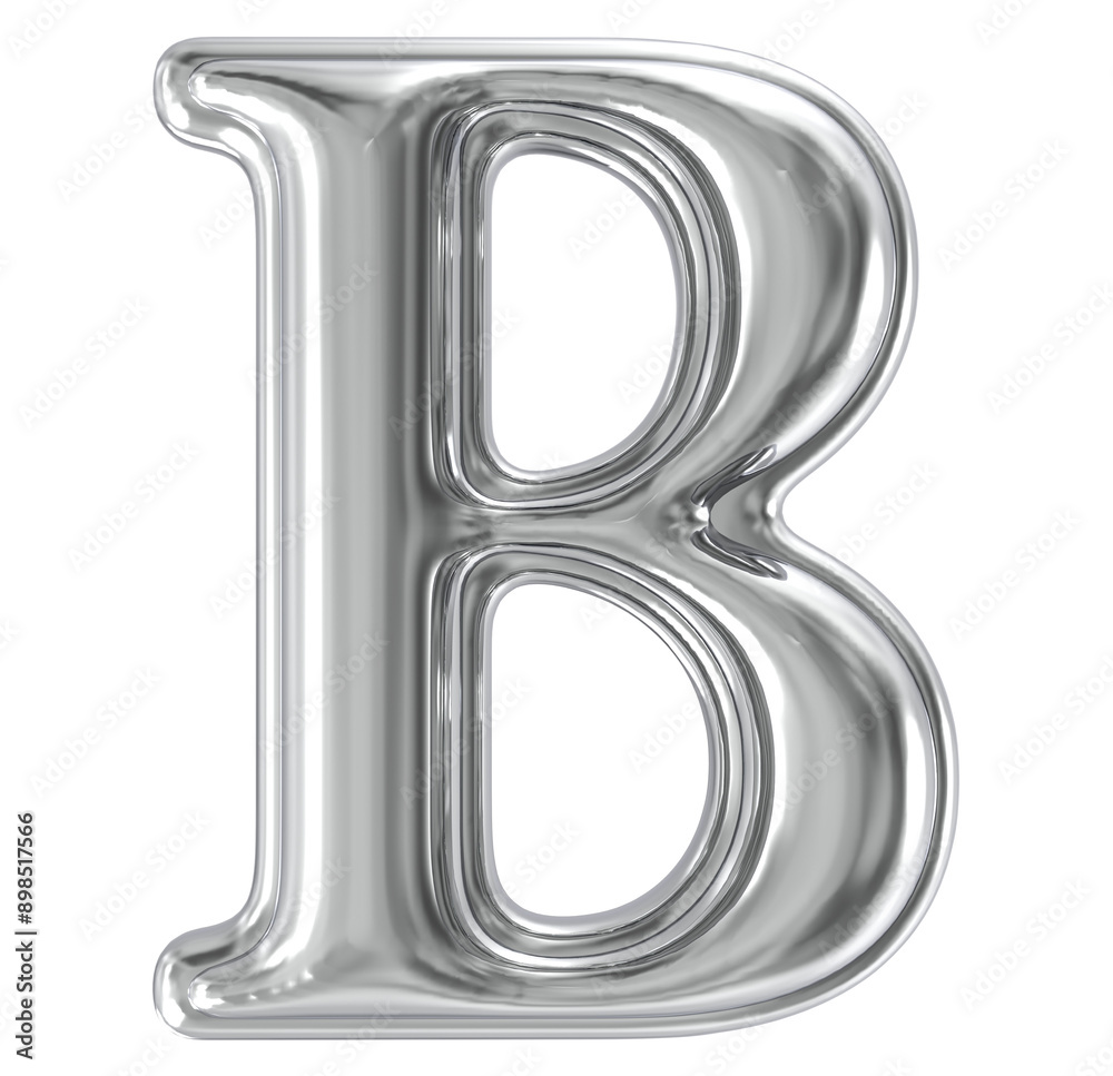 Silver Font B 3D Render
