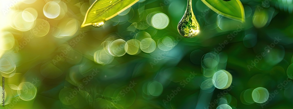 Obraz premium close-up of a drop of eucalyptus essential oil. Selective focus