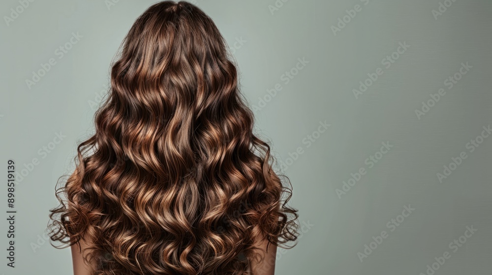 attractive girl with beautiful long curly brown hair generative ai