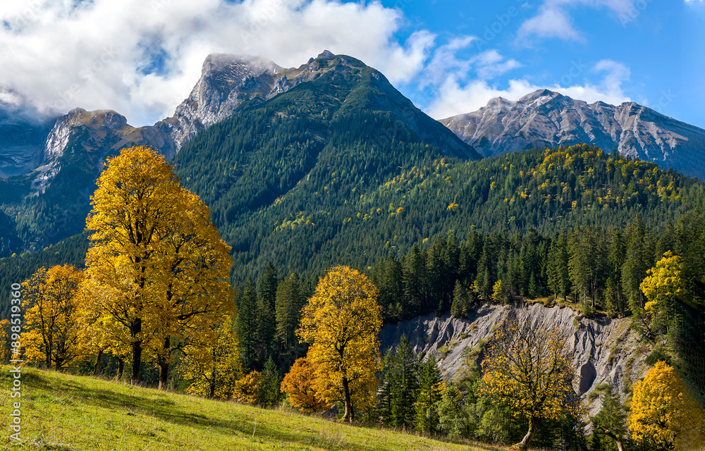 Autumn landscape with mountains and sky Autumn landscape with mountains and sky