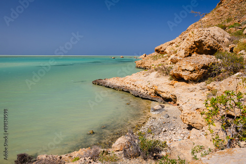 Spectacular and beautifull coast and water in Socotra, Yemen. Spring in this original island.