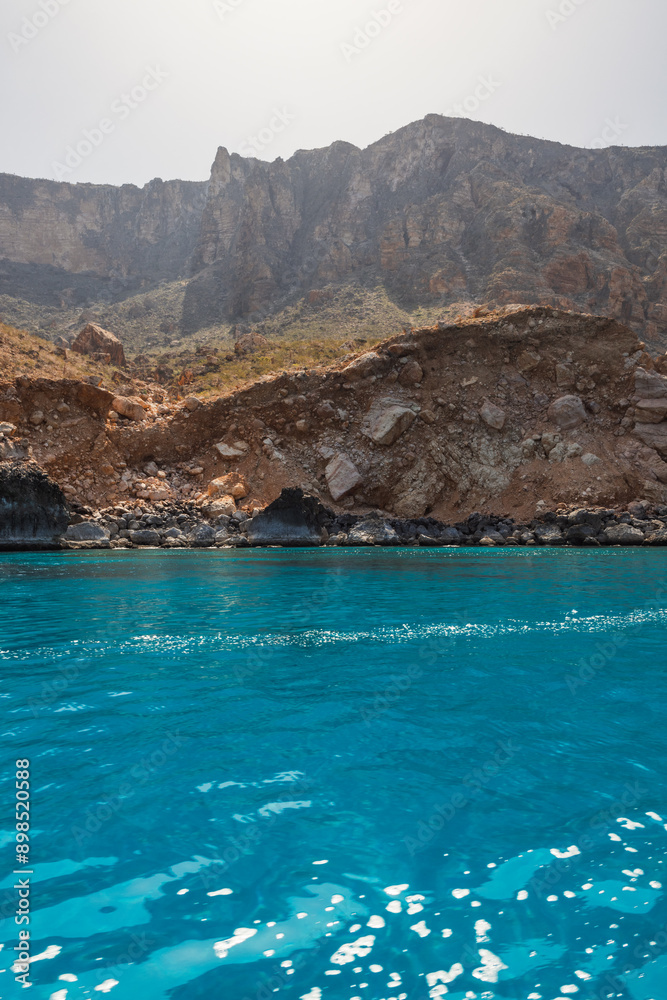 Spectacular and beautifull coast and water in Socotra, Yemen. Spring in this original island.