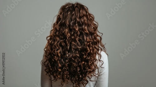 attractive girl with beautiful long curly brown hair generative ai