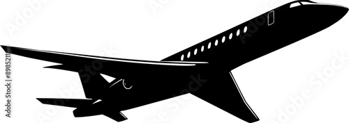Silhouette private jet plane airliner vector illustration
