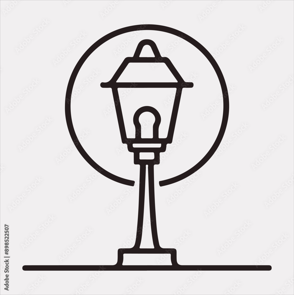 Street Lamp Thin line silhouette vector on a white background Street Lamp Thin line silhouette vector on a white background