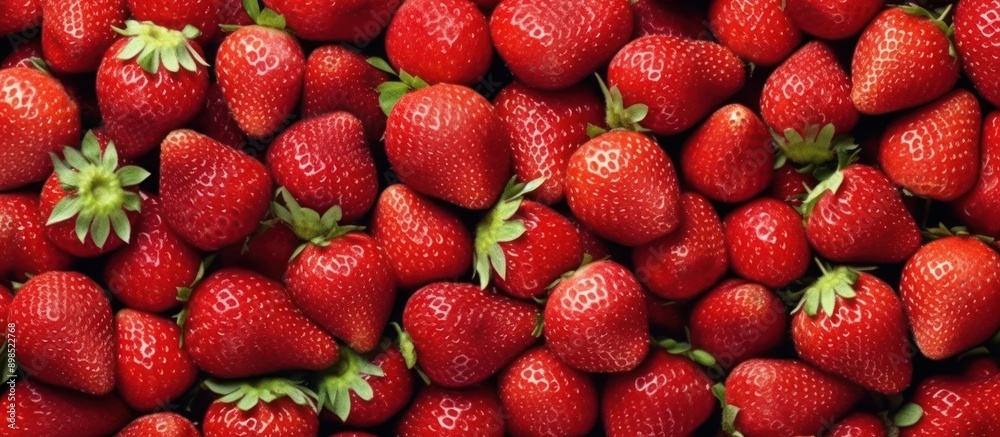 A Close-Up View of a Cluster of Fresh Strawberries A Close-Up View of a Cluster of Fresh Strawberries