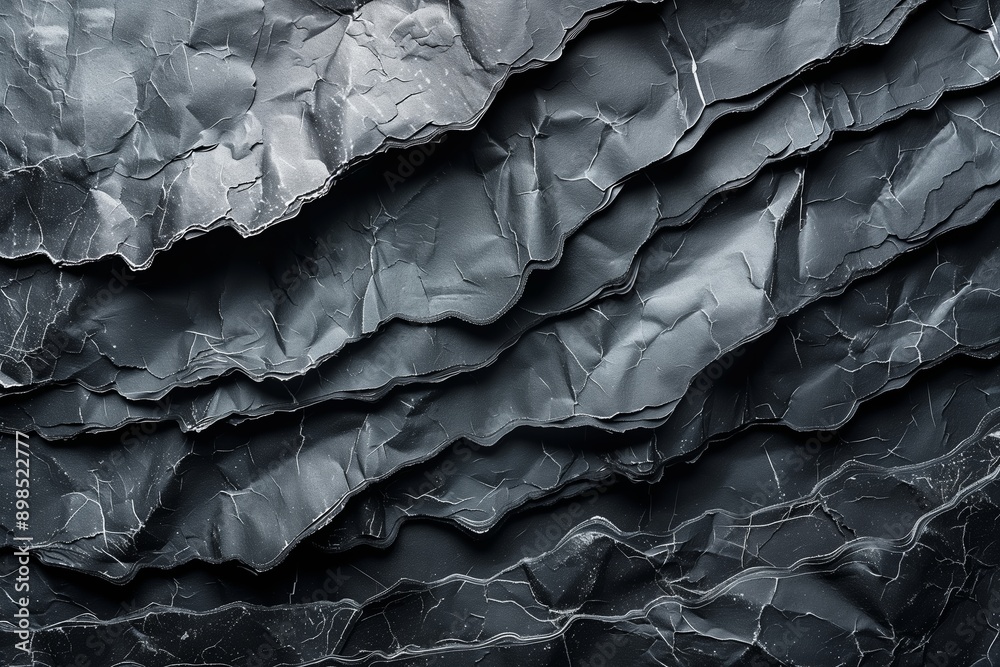 Fototapeta premium Close-Up of Crumpled Black Paper Layers
