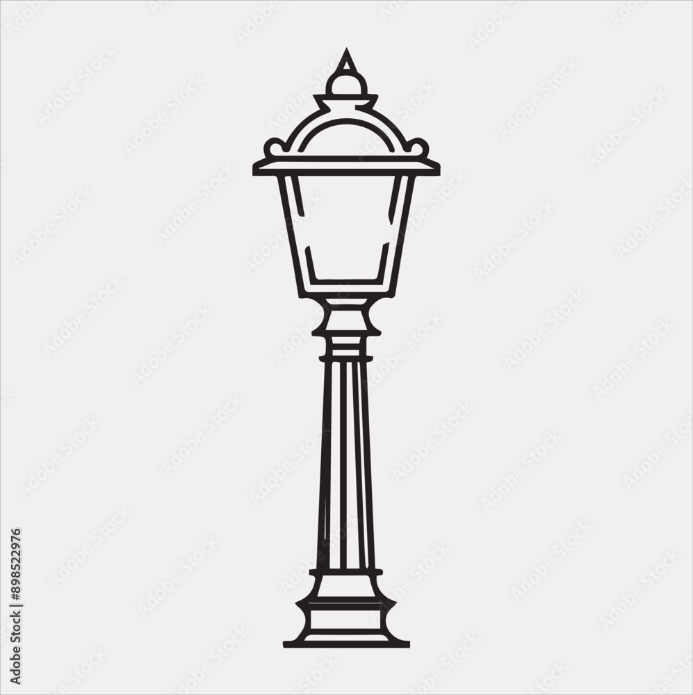Street Lamp Thin line silhouette vector on a white background Street Lamp Thin line silhouette vector on a white background