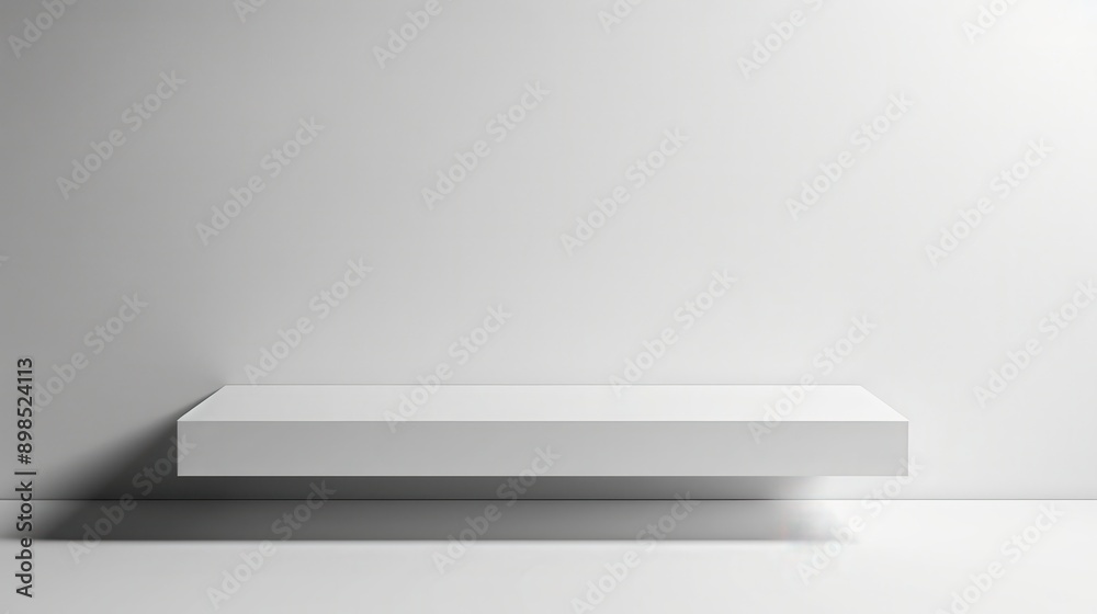 A white shelf is floating in midair A white shelf is floating in midair