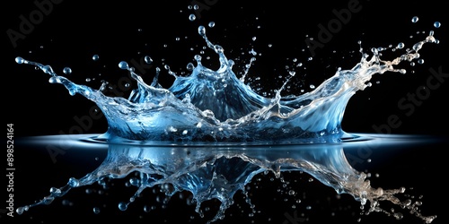 Water Splash Isolated on Black Background Generative By AI