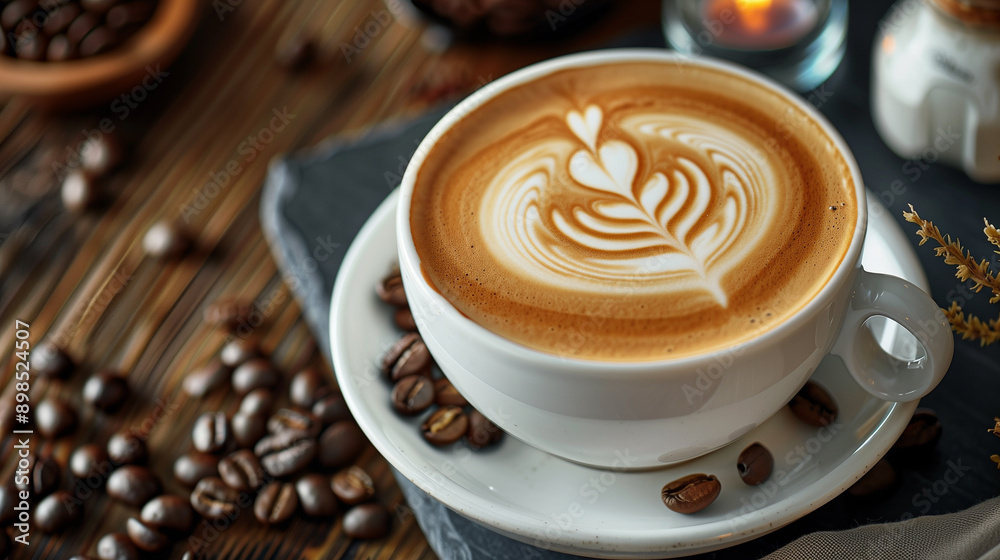 Cup of Latte Coffee with Beautiful Latte Art Cup of Latte Coffee with Beautiful Latte Art