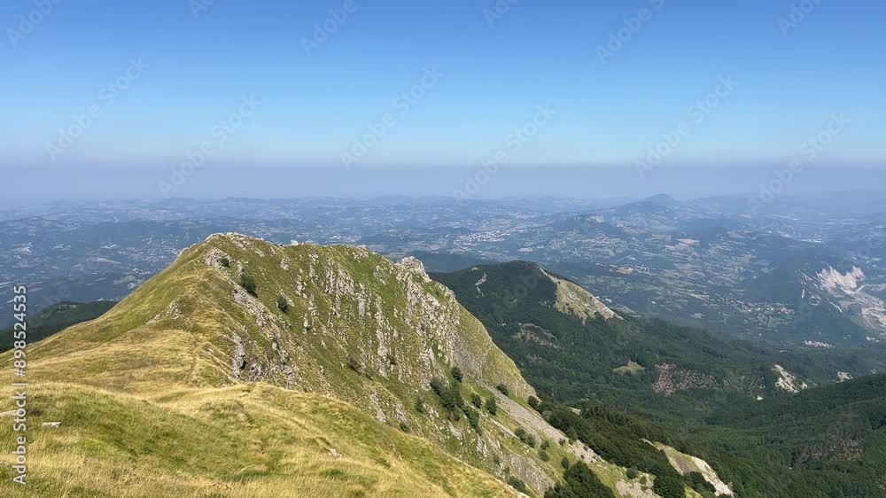 Bismantova stone in Castelnovo ne Monti Reggio Emilia panorama from the top. High quality 4k footage. High quality 4k footage Bismantova stone in Castelnovo ne Monti Reggio Emilia panorama from the top. High quality 4k footage. High quality 4k footage