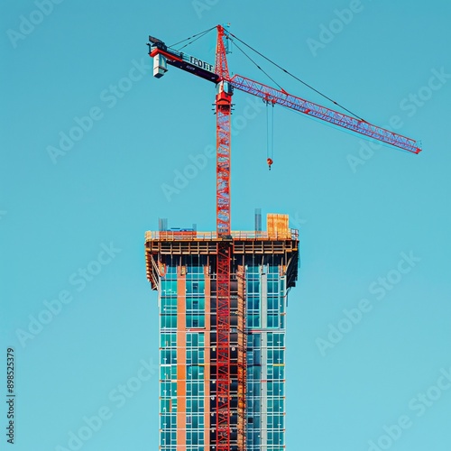 construction site with cranes , cranes are used in  construction of building .