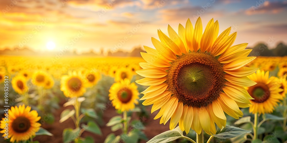 Bright golden sunflower field isolated background Creative AI Bright golden sunflower field isolated background Creative AI