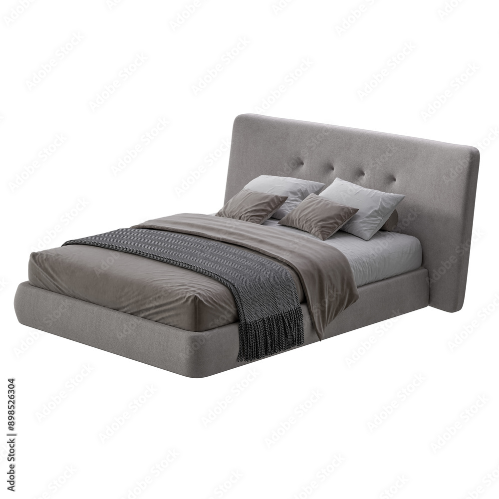 Fototapeta premium A bed, colorful design, bed, no background, different design, png, white background, isolated, abstract, 3d model.