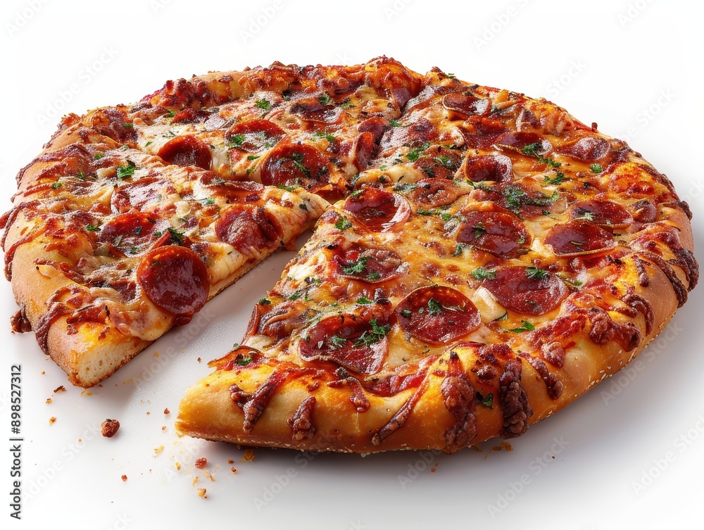 Delicious Single Slice of Pizza Isolated on White Background Delicious Single Slice of Pizza Isolated on White Background