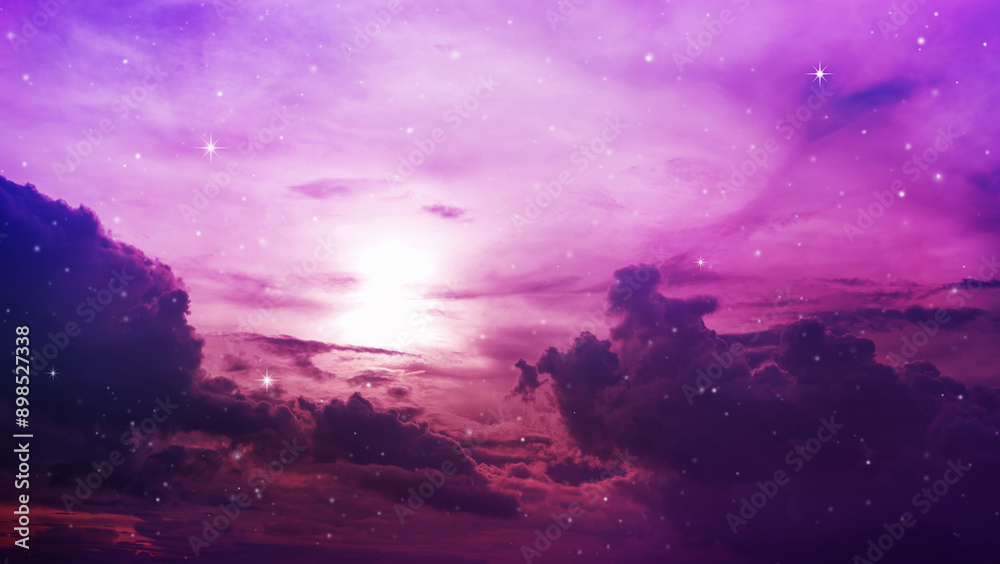 Naklejka premium night purple sky with stars.