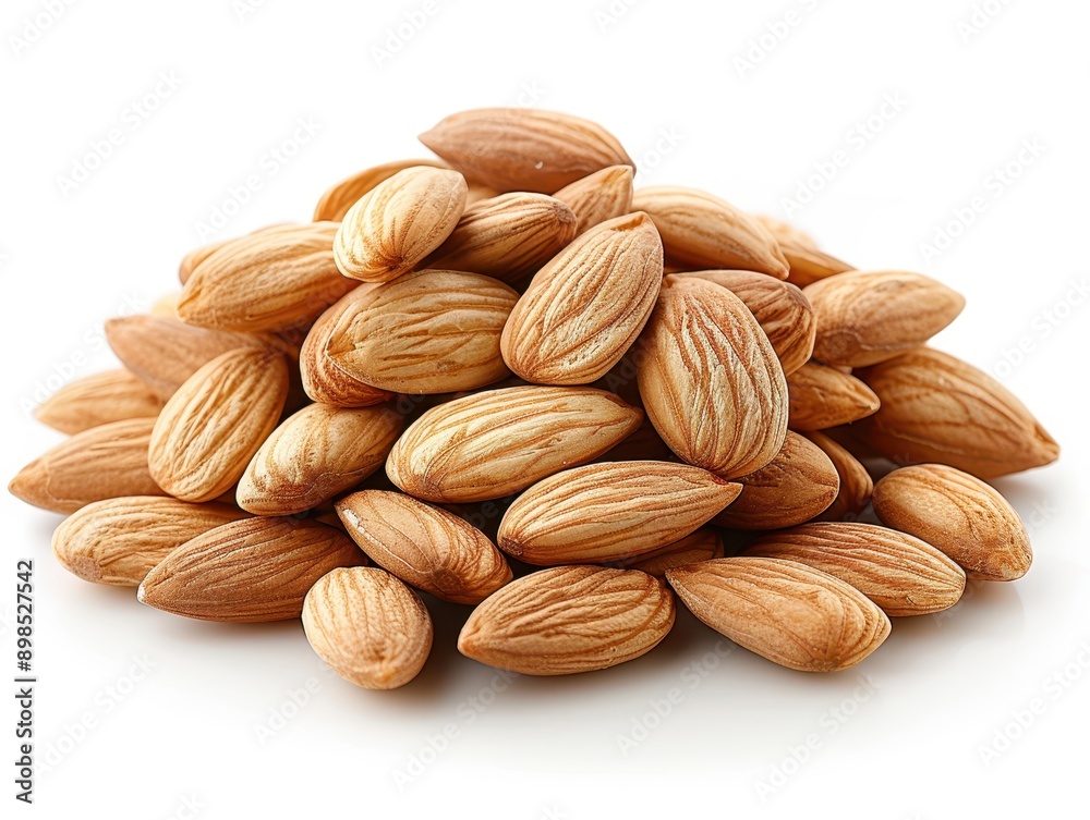 Nutritious Almonds on White Background - Healthy Snack Concept Nutritious Almonds on White Background - Healthy Snack Concept