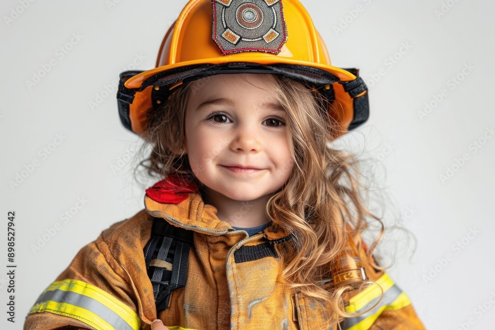 Kids wearing a fireman custom dress. Studio portrait Isolated white background Kids wearing a fireman custom dress. Studio portrait Isolated white background