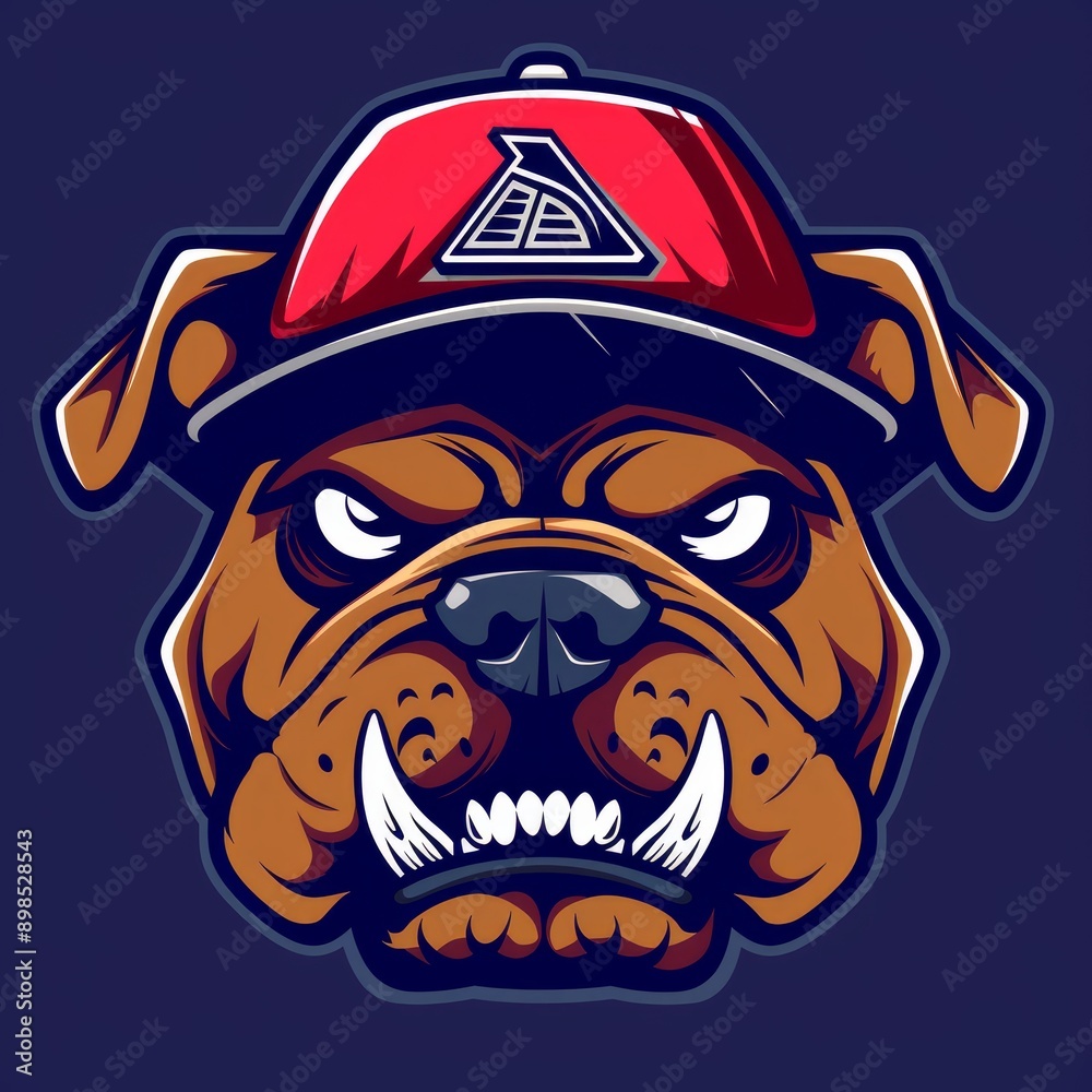 Fototapeta premium Bulldog mascot with baseball cap illustration