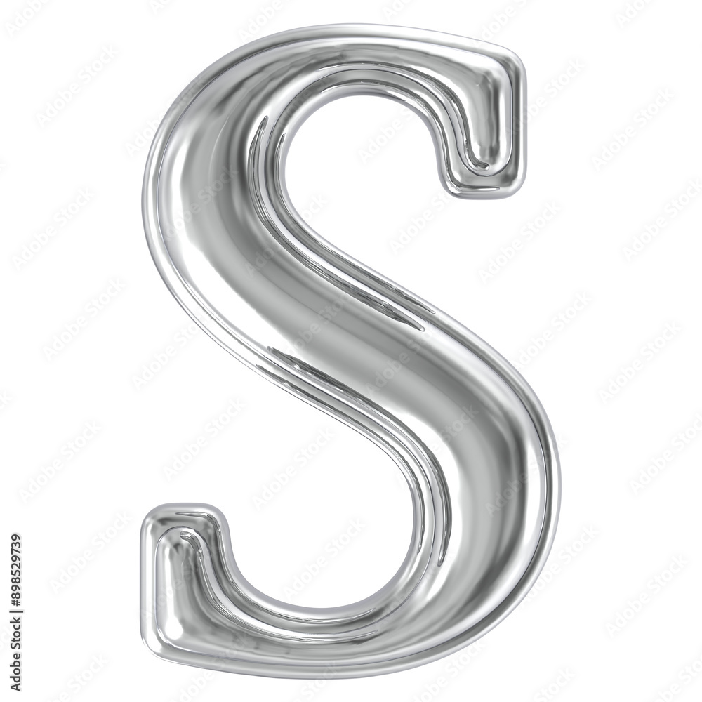 Silver Font S 3D Render Silver Font S 3D Render