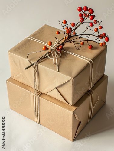 giftbox wrapped in brown cr...