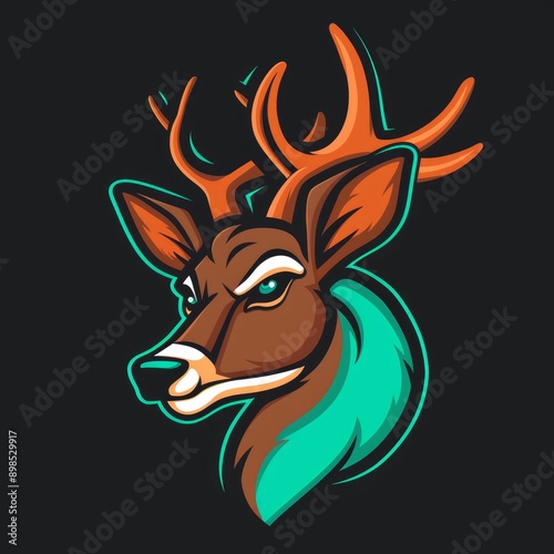 Cartoon deer mascot, drawn character photo