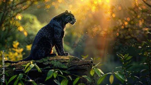 Portrait of a panther in nature. Selective focus.