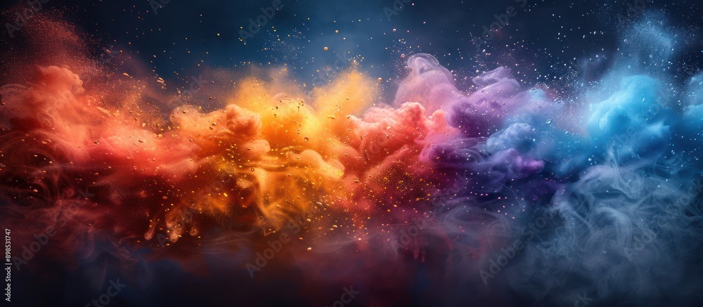 Fototapeta premium Abstract Colorful Smoke and Glitter Explosion