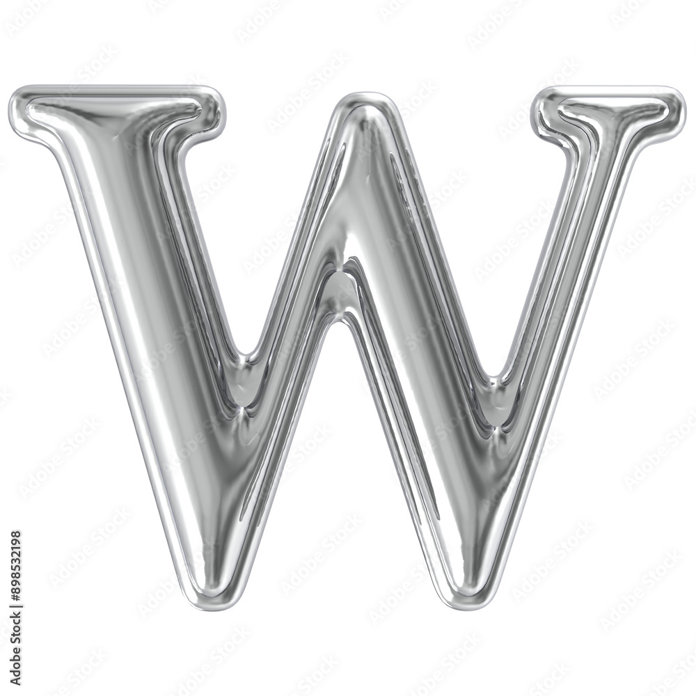 Silver Font W 3D Render Silver Font W 3D Render