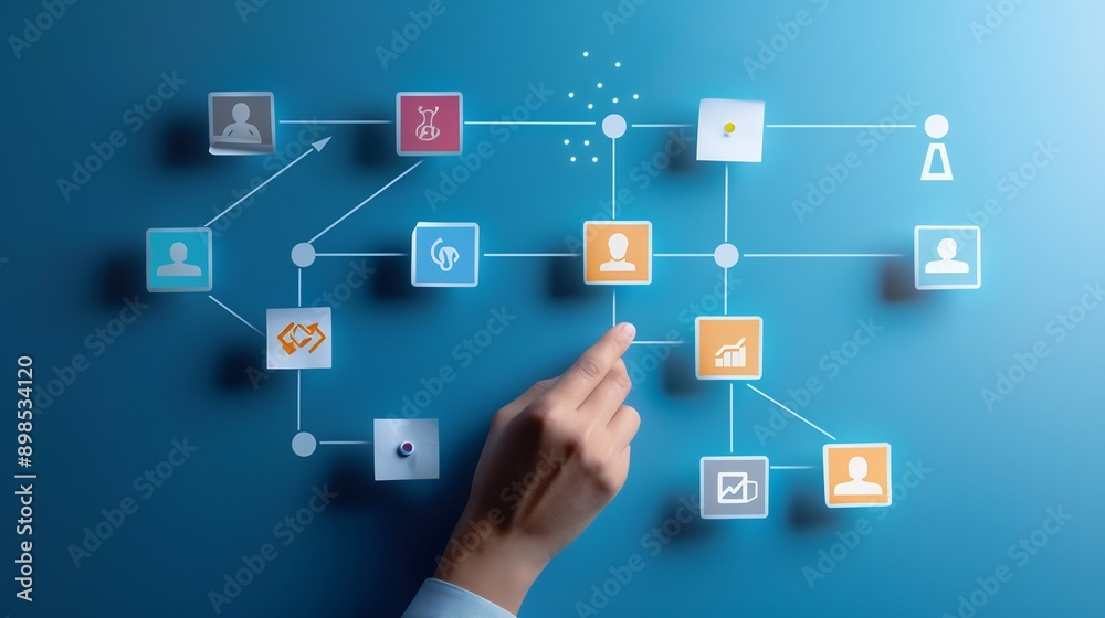 Hand Interacting With a Network Diagram Hand Interacting With a Network Diagram