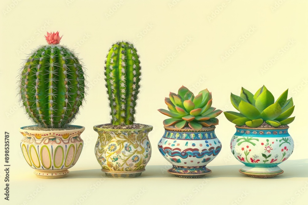 vase in different colour and shape with small plants.