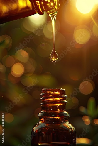 close-up of a drop of babassu dripping. Selective focus photo