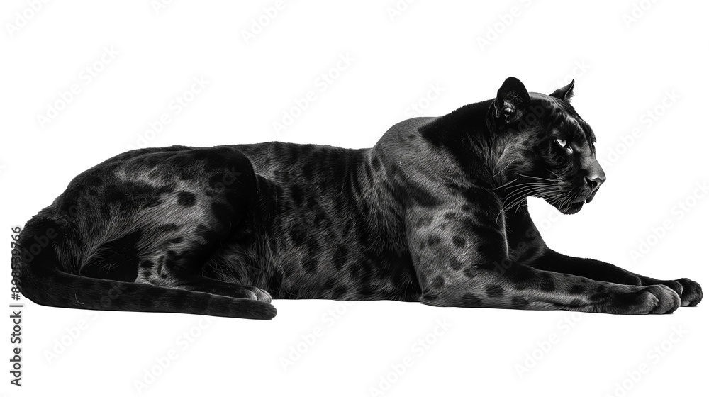 Obraz premium Black panthera wild cat isolated on transparent or white background 