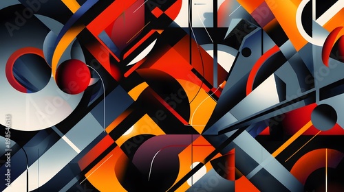 Wallpaper Mural Geometric Shapes: An abstract background featuring a mix of geometric shapes in varying sizes and bold colors. 
 Torontodigital.ca