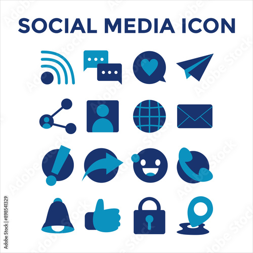 vector social media icons set blue