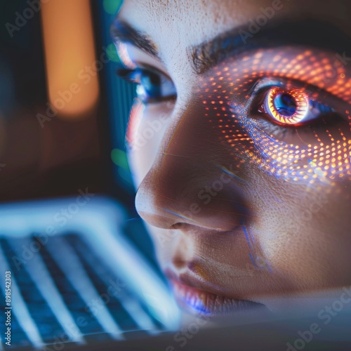 a close up of a eye scanning for security 