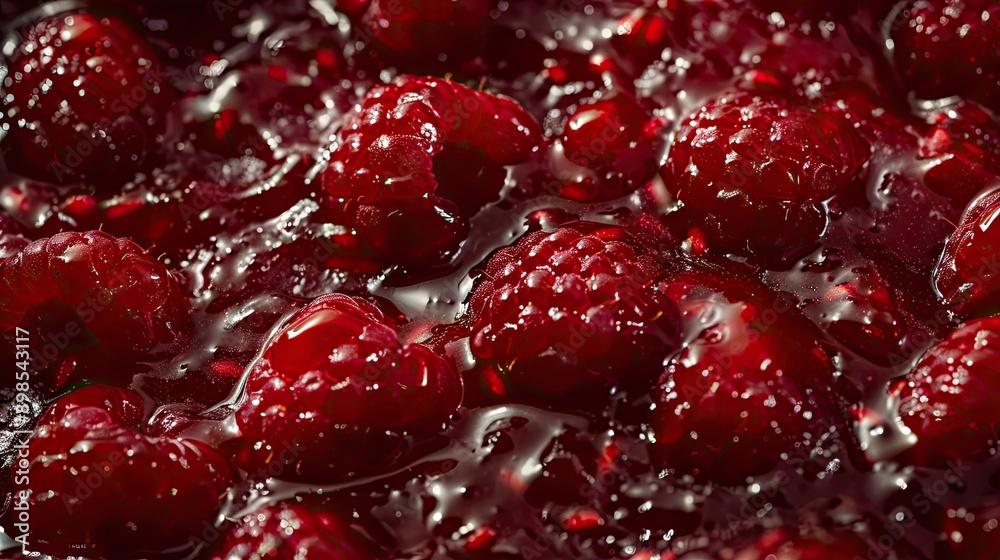 Textured background featuring a close-up of red ripe raspberry jam. Textured background featuring a close-up of red ripe raspberry jam.