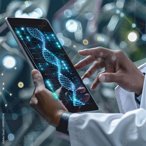 person holding smartphone , Doctor using a tablet with a digital medical record .