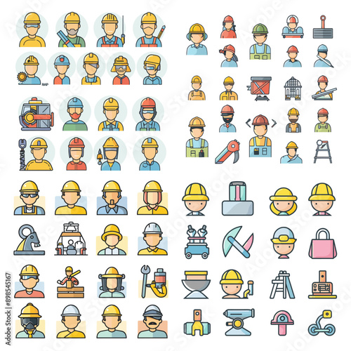 A collection of construction worker icons