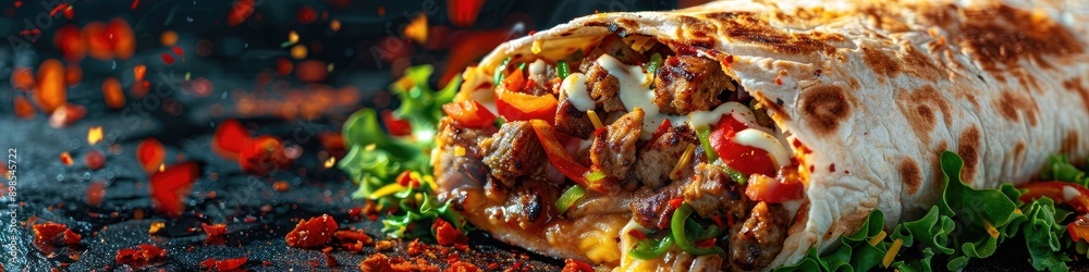 close-up of delicious juicy shawarma. Selective focus close-up of delicious juicy shawarma. Selective focus