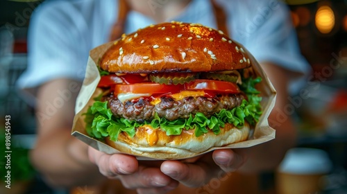 Classic Cheeseburger With Onions and Lettuce