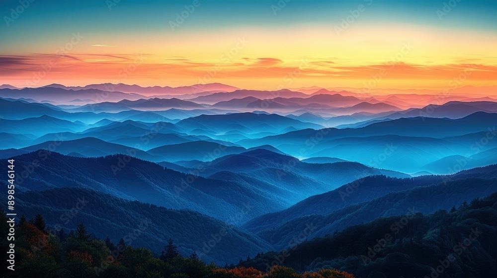 Obraz premium Breathtaking Blue Ridge Mountains Sunset Landscape