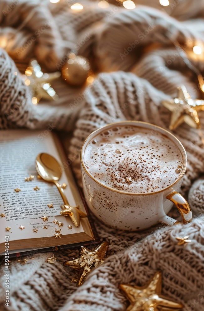 Cozy Afternoon: Hot Chocolate and Book on Blanket Cozy Afternoon: Hot Chocolate and Book on Blanket